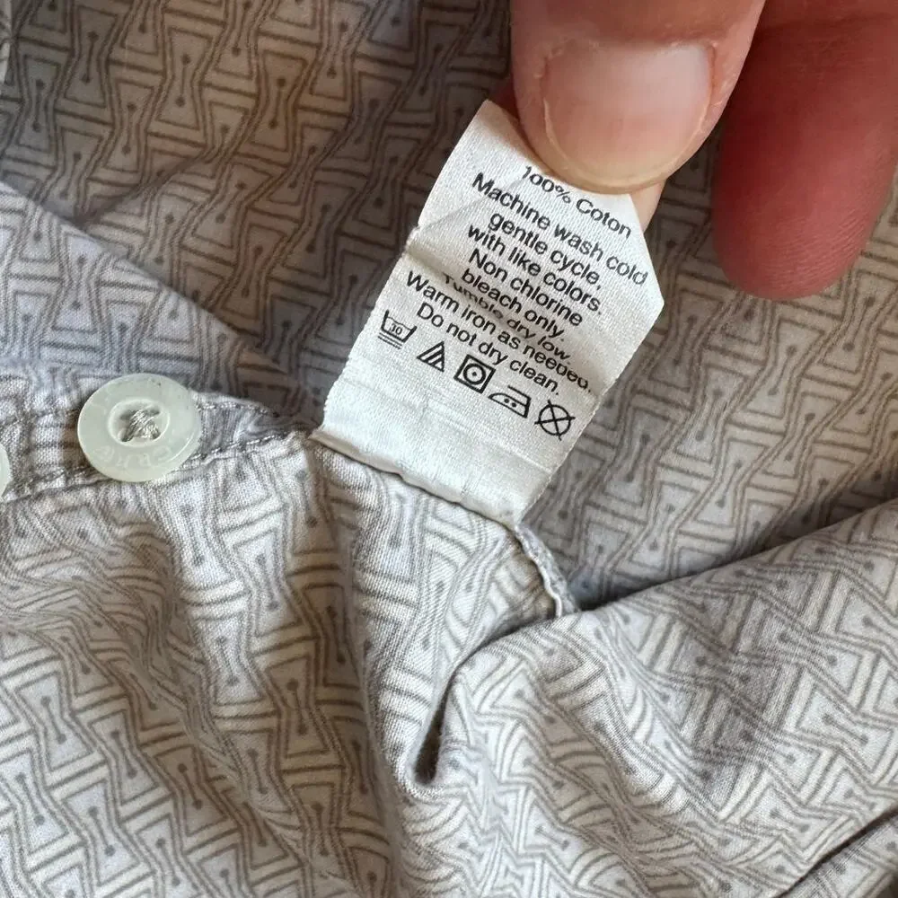J.Crew collared button-down shirt, Tan & white design, 100% cotton, size Medium